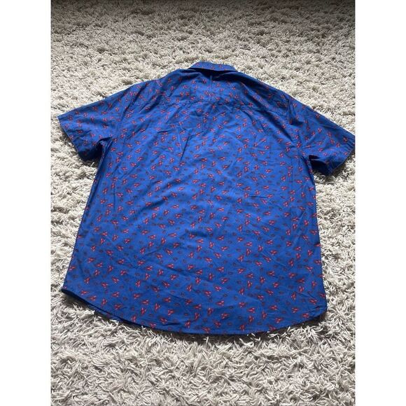 Johnston Murphy Shirt Mens Large Blue Lobster Print Short Sleeve Casual - Picture 7 of 8